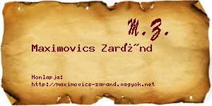 Maximovics Zaránd névjegykártya